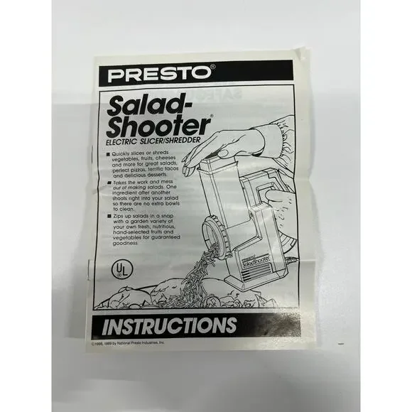 Presto Salad Shooter 02910 Electric Slicer/Shredder 1989 New Open Box - Picture 10 of 12